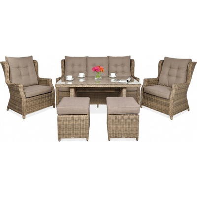 Focus Garden Technorattan nábytek TRIVENTO 3 DINING + PUFY Brown – Sleviste.cz