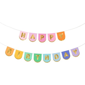 Party Deco Банер "Happy Birthday" микс от цветове