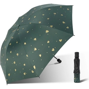 Carla deštník dámský skládací se srdíčky zelený