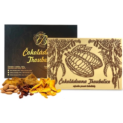 Čokoládovna Troubelice KAKAOVÝ BOB se sušeným ovocem a mandlemi bílá 40% 300 g