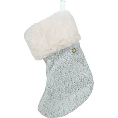 Clayre & Eef Dekorace modrá vánoční punčocha - 14*1*17 cm