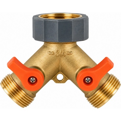 BRADAS 2-cestný rozdeľovač BRASS SOFT 3/4" s ventilmi