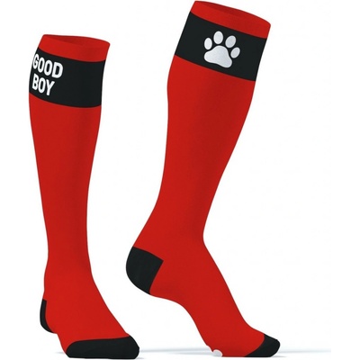Kinky Puppy Ponožky Good Boy Big bavlněné podkolenky s tlapkami červené