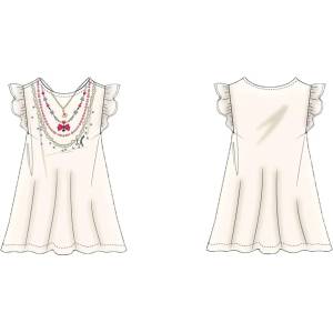 Guess Мръсно бяла свободна рокля за мини момиче с детайли и къдрички Guess