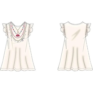 Guess Мръсно бяла свободна рокля за мини момиче с детайли и къдрички Guess