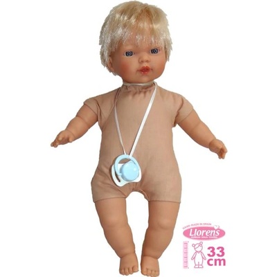 Llorens 331R ROBERTO - реалистична кукла със звуци и меко текстилно тяло - 33 см