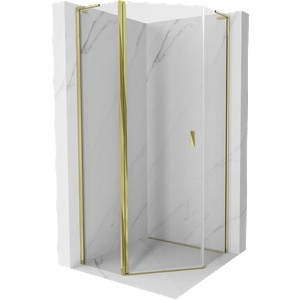 Mexen Mist L петстенна разтворена душ кабина 80 x 80 см, прозрачна, златна - 8A8L-080-080-50-00 (8A8L-080-080-50-00)