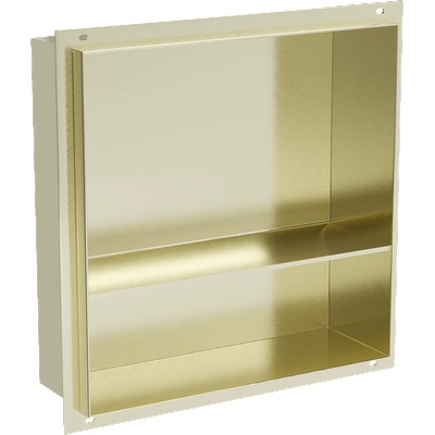 Mexen X-Wall-NR нишева полица без фланец с рафт 30 x 30 см, златиста четкана - 1951303010S (1951303010S)