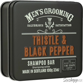Scottish Fine Soaps Pánský tuhý šampon v plechu Černý pepř a ostropestřec 100 g