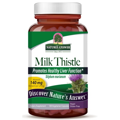 Nature's Answer Milk Thistle, екстракт от бял трън, 120 растителни капсули