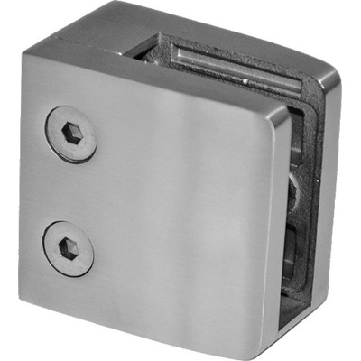 Svorka skla plochá (52x52x32 mm), broušená nerez K320 / AISI304, balení neobsahuje gumičky na sklo