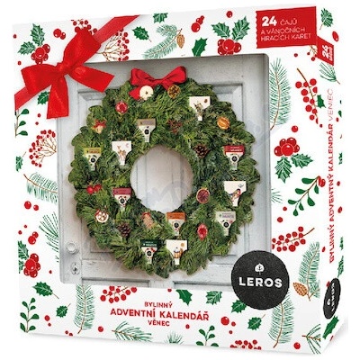 LEROS Bylinný adventní kalendář věnec 24čajů karet