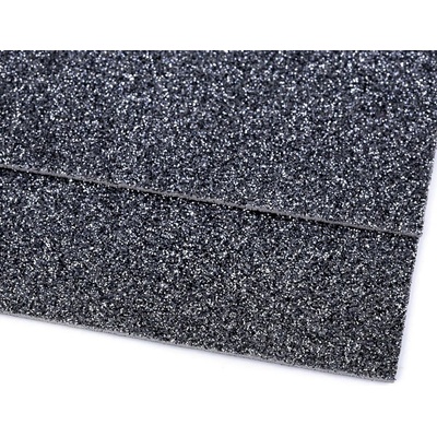 Pěnová guma Moosgummi 20x30cm, 750861 jednobarevná 10 šedá tmavá, tloušťka 1,9mm, s glitry