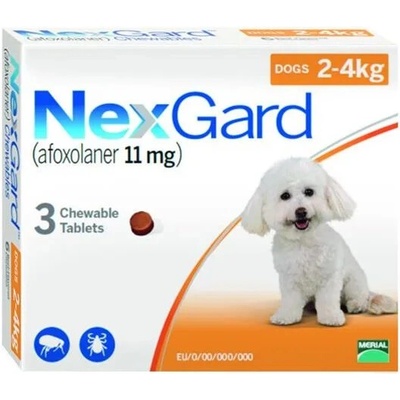 NexGard S 2 - 4 kg 11 mg žuvacie tablety 3 x 1 tbl.