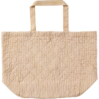 Ib Laursen Prošívaná bavlněná taška Mustard/Light pink thin stripes oranžová