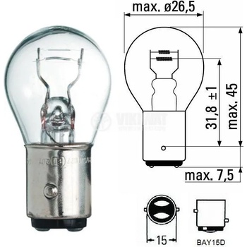 AUTOEXPRESS Крушка с две светлини 21/5W BA15d 12V Auto lamp