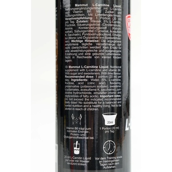 mammut l-carnitin liquid L-Carnitine Liquid, mit Limettengeschmack, vegetarisch, trinkfertig, 1000 ml Flasche Drogerie & Krperpflege Mammut nutrition L-Carnitine 500 ml