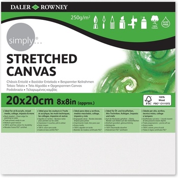 Daler Rowney Платно Simply Stretched Canvas Medium Grain Simply White 20 x 20 cm 1 бр (514082020)