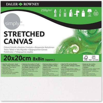 Daler Rowney Платно Simply Stretched Canvas Medium Grain Simply White 20 x 20 cm 1 бр (514082020)