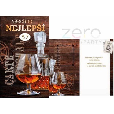 Přání s textem narozeninové otočné + obálka - whisky
