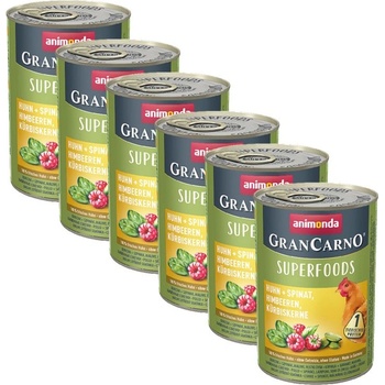 Animonda GranCarno Superfoods - пиле + спанак и малини 6 x 400г