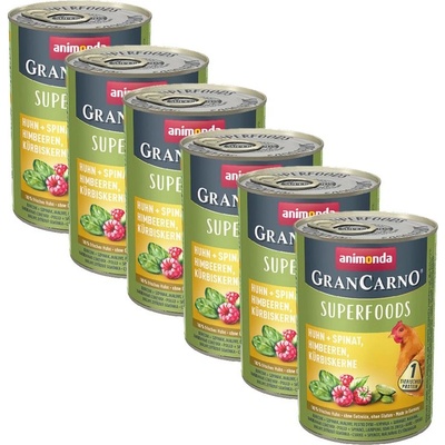 Animonda GranCarno Superfoods - пиле + спанак и малини 6 x 400г