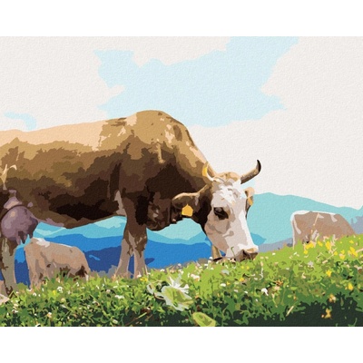 Malování podle čísel Kráva na pastvě u hor