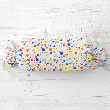 Biante vankúš valec bonbon Sandra SA-006 Farebné bodky na bielom 15x80