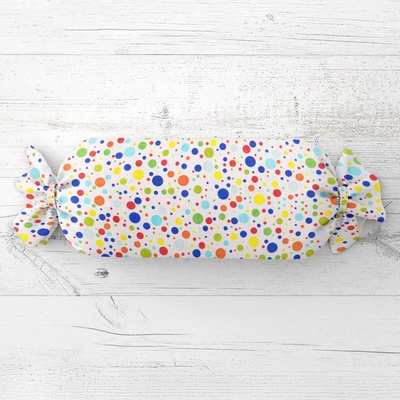 Biante vankúš valec bonbon Sandra SA-006 Farebné bodky na bielom 15x40