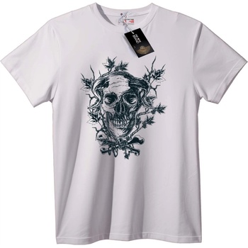NOONEBRAND Тениска Череп с Флорален Дизайн - 5XL, White