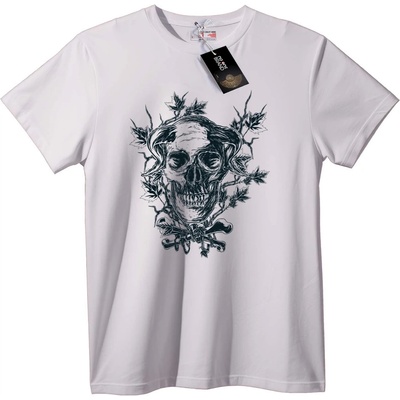 NOONEBRAND Тениска Череп с Флорален Дизайн - 5XL, White