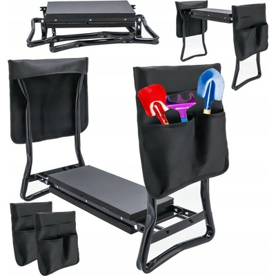 Pro-Tech shop Zahradní židle – klekátko, se 2 kapsami, černá 41092 OM-992207