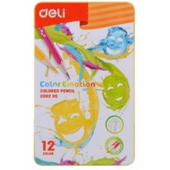 Цветни моливи Deli Color Emotion 12цв. метална кутия 00205