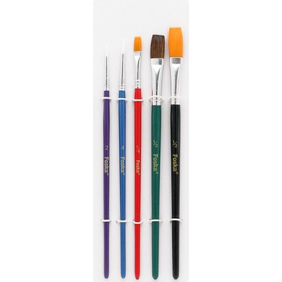 Sada štetcov Foska Color 5 ks, guľaté č. 2 a 4 + ploché č. 1/4, 1/2, 1/2