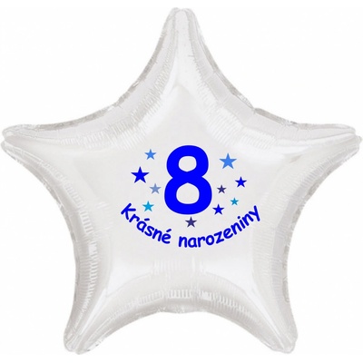 Balonky.cz Krásné 8. narozeniny fóliový balónek hvězda pro kluky