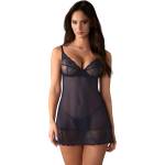 Obsessive Nightly Blue Chemise & Thong Black XL/XXL