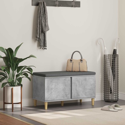vidaXL Пейка за коридор с възглавница Бетонно Сиво 80 x 38 x 46 см (891531)