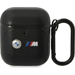 BMW Кейс BMW BMA222PVTK за AirPods 1/2, черен / черен, Leather Curved Line (3666339089535)