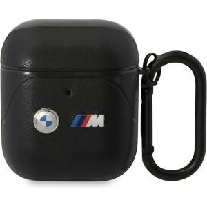 BMW Кейс BMW BMA222PVTK за AirPods 1/2, черен / черен, Leather Curved Line (BMW000616-0)