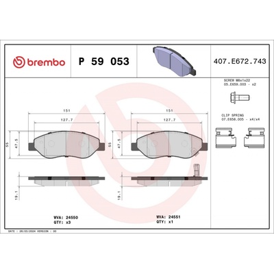 Sada brzdových platničiek kotúčovej brzdy BREMBO P 59 053