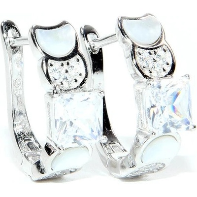 Rafity stříbrné náušnice s opálem a zirkony E0029K-0516