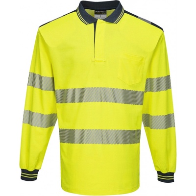 Portwest HI-VIS PW3 T184 Reflexná polokošeľa dl. rukáv HV žltá/námorná modrá M