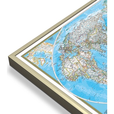 National Geographic Svět - nástěnná mapa Pacific Classic 112 x 76 cm Varianta: mapa v hliníkovém rámu, Provedení: zlatý matný rám