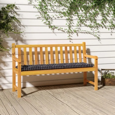 vidaXL Възглавница за пейка черно каре 180x50x7 см оксфорд плат (361634)