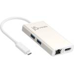 j5create Multiport USB-C adapter j5Create JCA374, HDMI/Ethernet/ USB 3.0 hub /PD 2.0, White (JCA374)