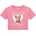 GUESS Къса цикламена тениска за момиче с кученце и бродиран надпис Guess