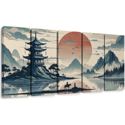 5-dílný obraz tichý večer v Japonsku - 100x50