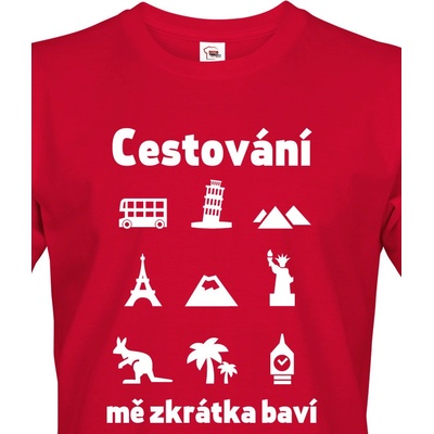 Pánské tričko Cestování mě zkrátka baví, 1 červená