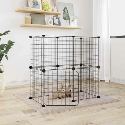 vidaXL 12panelová ohrádka pro zvířata s dvířky černá 35 x 35 cm ocel 9799.3114033