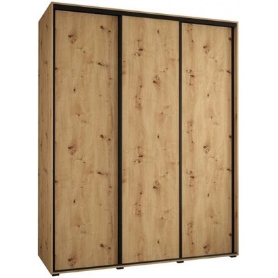 DobreSny Davos s posuvnými dveřmi 200 cm dub artisan / černé pojezdy